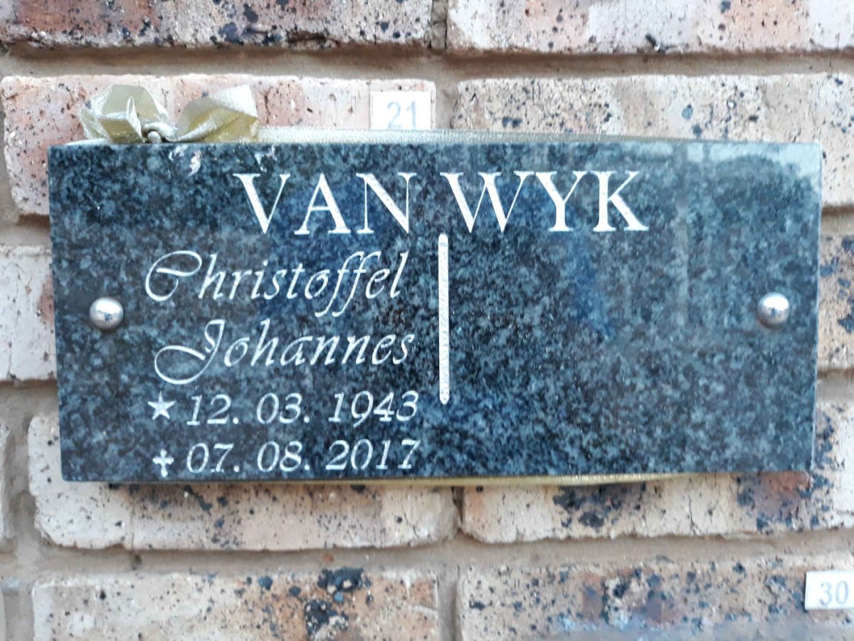 WYK Christoffel Johannes, van 1943-2017