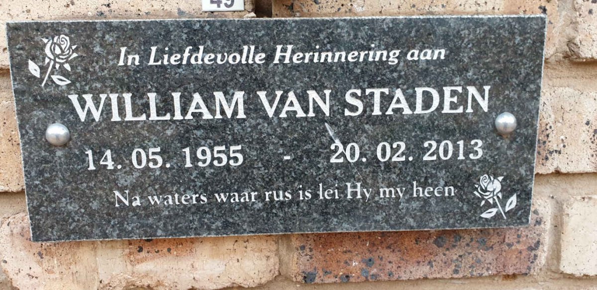 STADEN William, van 1955-2013