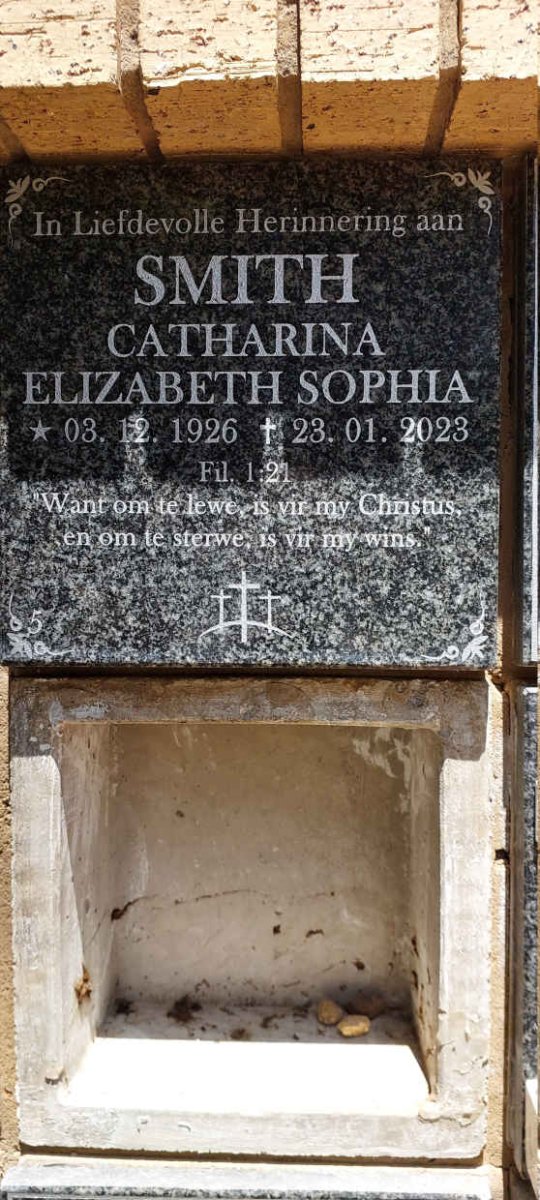 SMITH Catharina Elizabeth Sophia 1926-2023