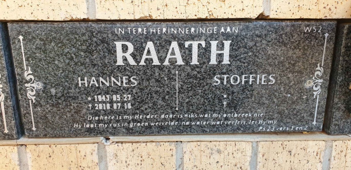 RAATH Hannes 1943-2018 &amp; Stoffies