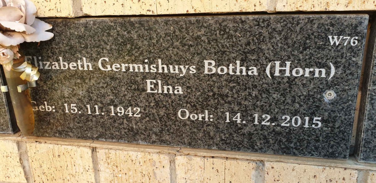 BOTHA Elizabeth Germishuys nee HORN 1942-2015