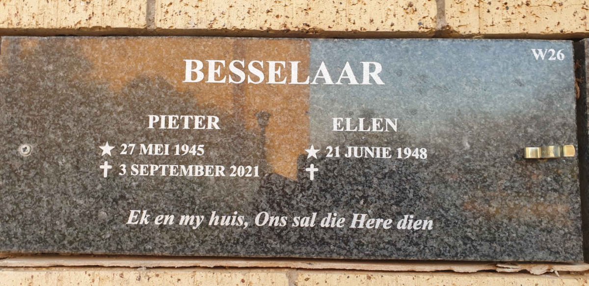 BESSELAAR Pieter 1945-2021 &amp; Ellen 1948-