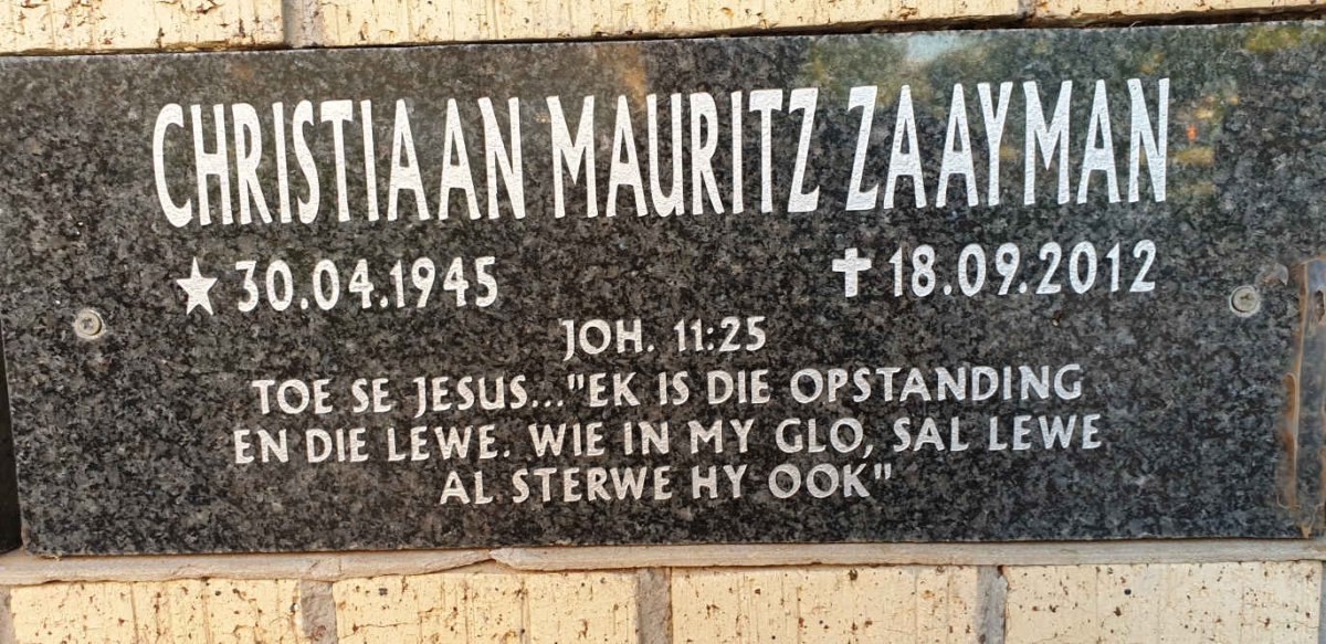ZAAYMAN Christiaan Mauritz 1945-2012