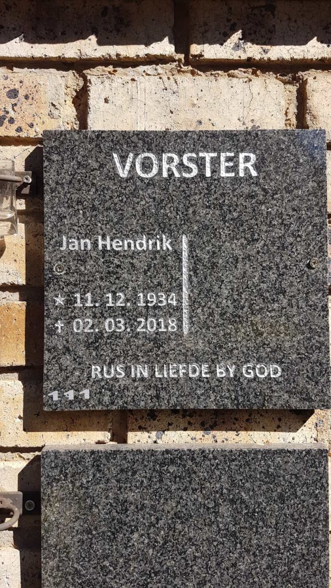 VORSTER Jan Hendrik 1934-2018