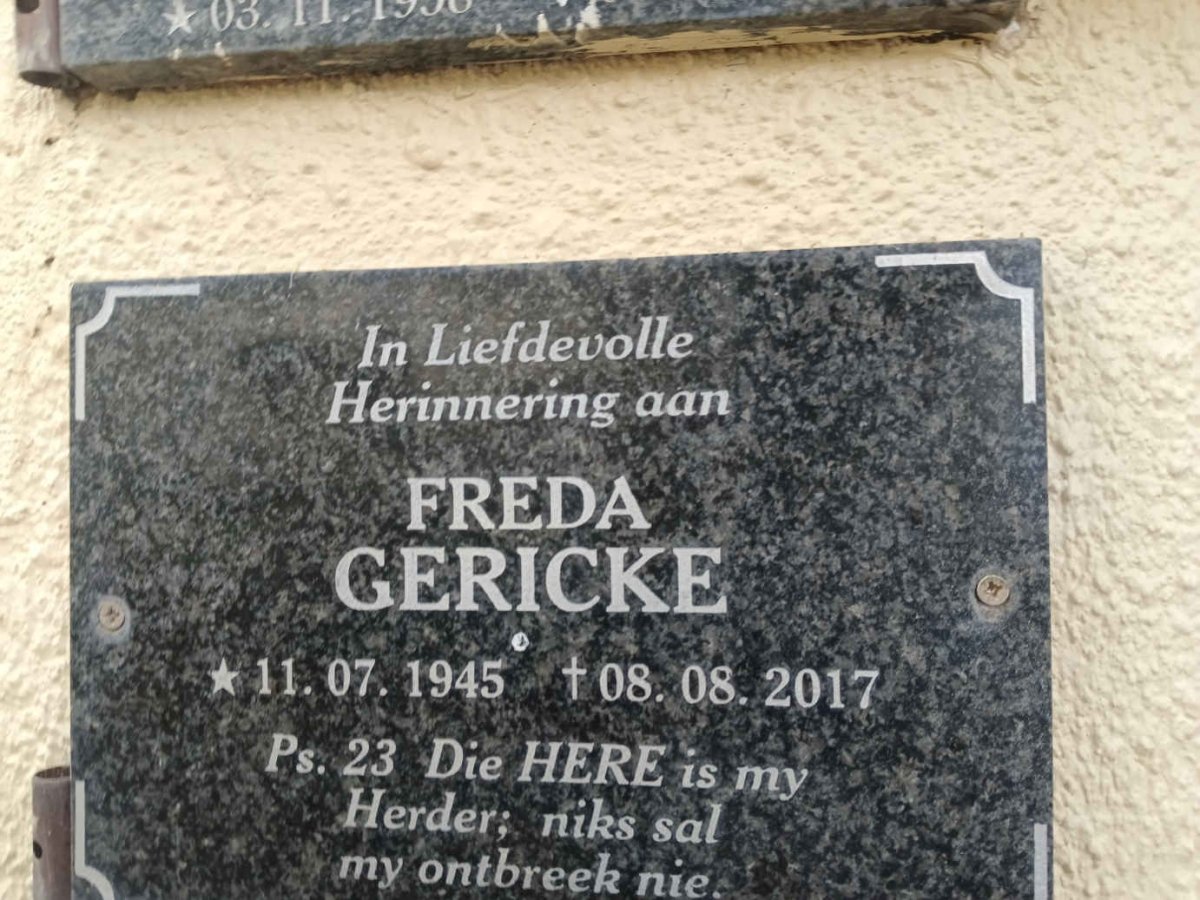 GERICKE Freda 1945-2017