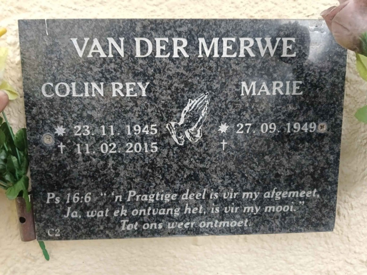 MERWE Colin Rey, van der 1945-2015 & Marie 1949- 