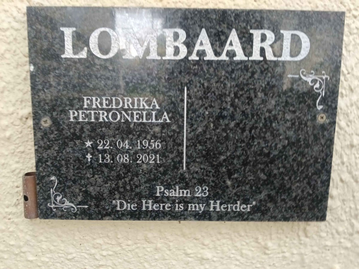 LOMBAARD Fredrika Petronella 1956-2021