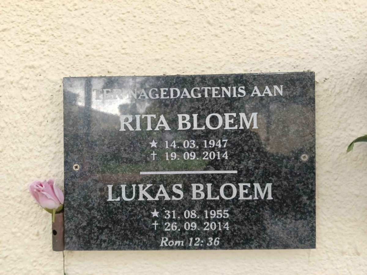 BLOEM Lukas 1955-2014 & Rita 1947-2014
