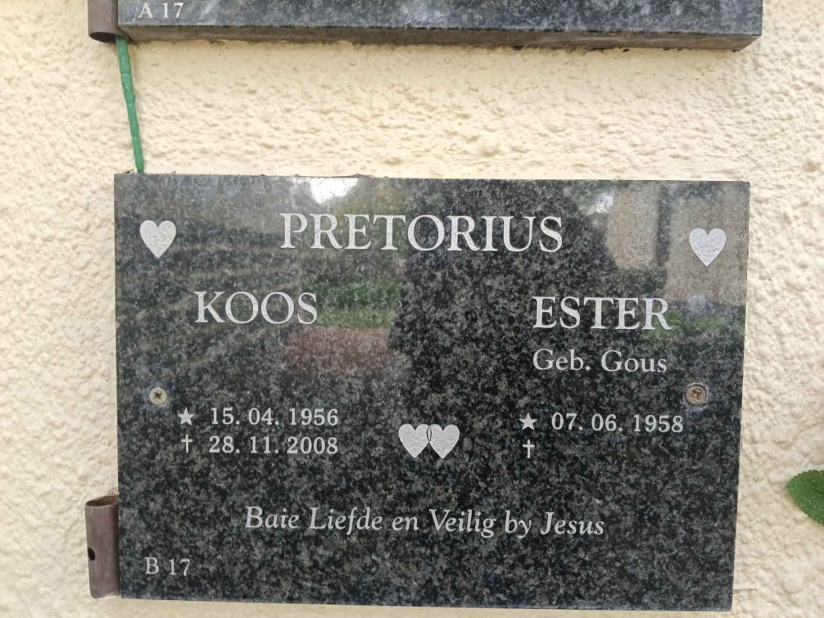PRETORIUS Koos 1956-2008 & Ester GOUS 1958- 