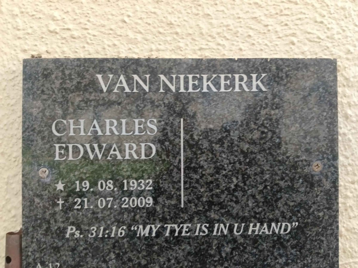 NIEKERK Charles Edward, van 1932-2009