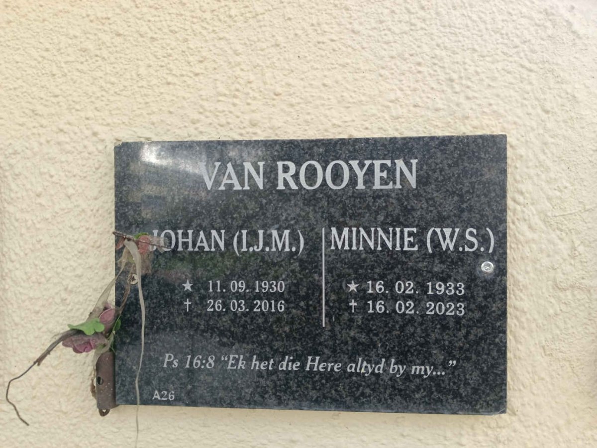 ROOYEN I.J.M., van 1930-2016 & W.S. 1933-2023