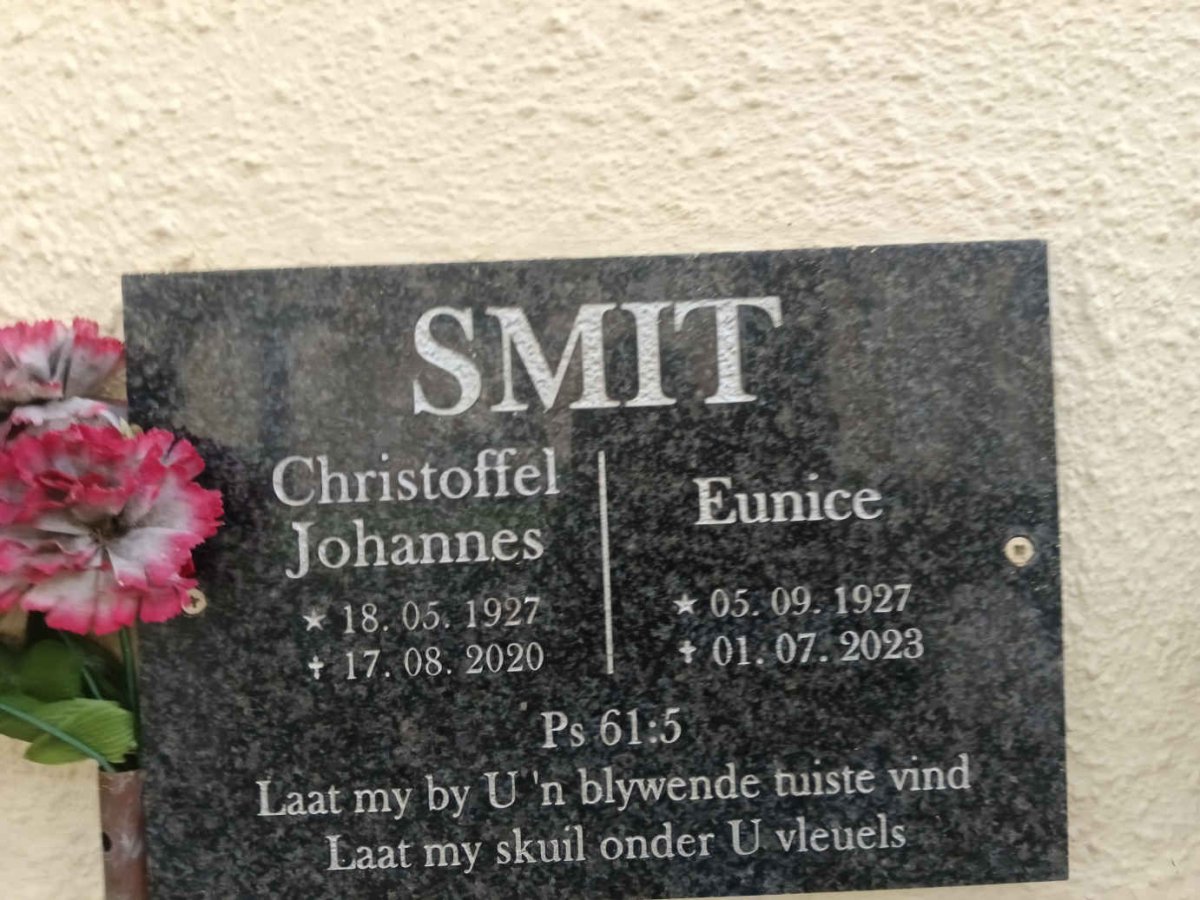 SMIT Christoffel Johannes 1927-2020 & Eunice 1927-2023