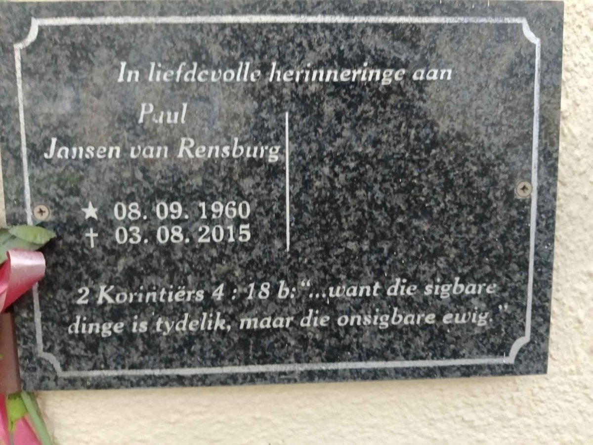 RENSBURG Paul, Jansen van 1960-2015