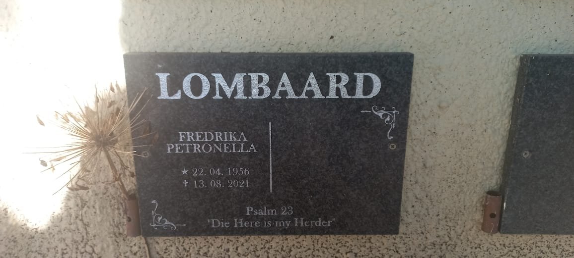 LOMBAARD Fredrika Petronella 1956-2021