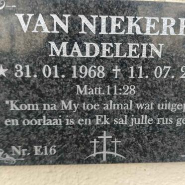 NIEKERK Madelein, van 1968-2021
