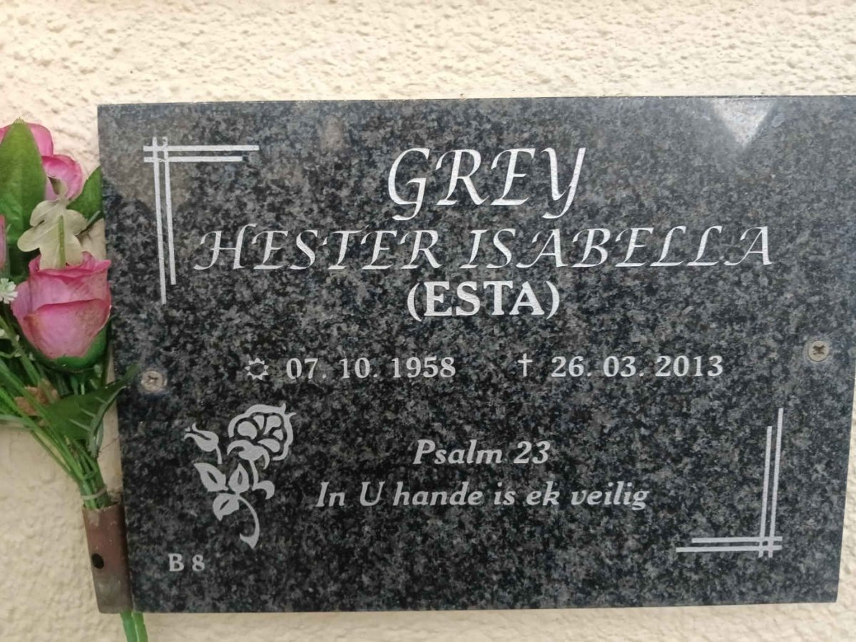 GREY Hester Isabella 1958-2013