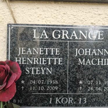 GRANGE Johannes Machiel, la 1941-2019 & Jeanette Henriette STEYN 1938-2009