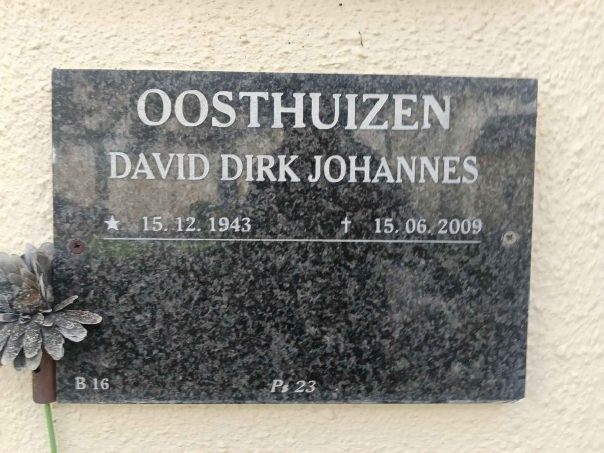 OOSTHUIZEN David Dirk Johannes 1943-2009