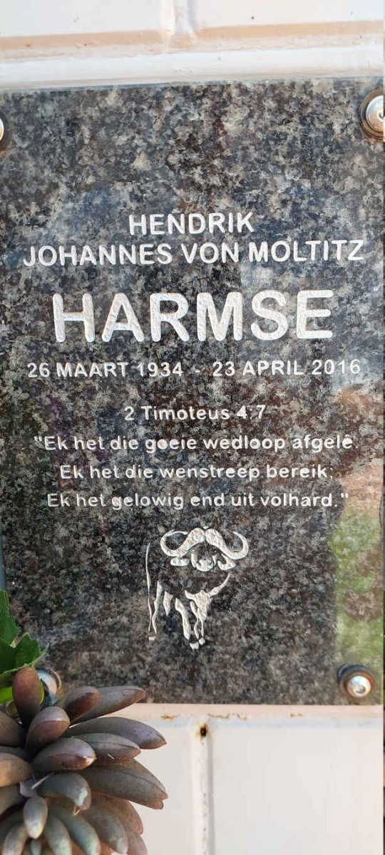 HARMSE Hendrik Johannes von Moltitz 1934-2016