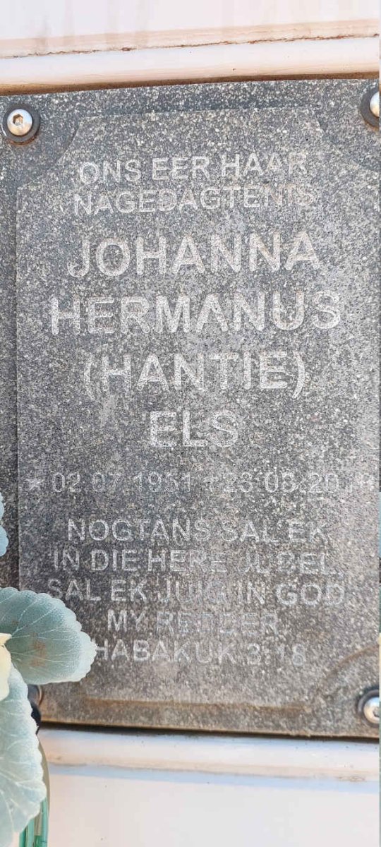 ELS Johanna Hermanus 1951-2018