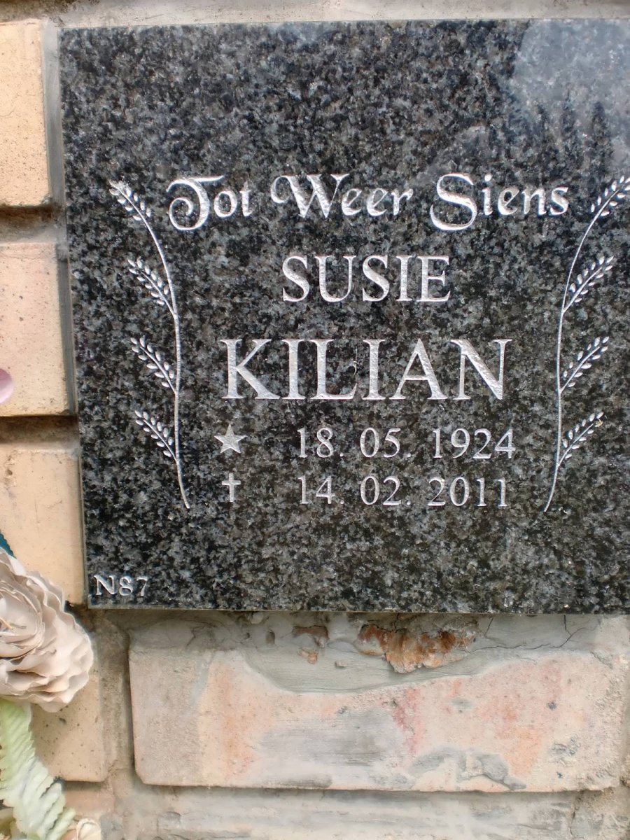 KILIAN Susie 1924-2011