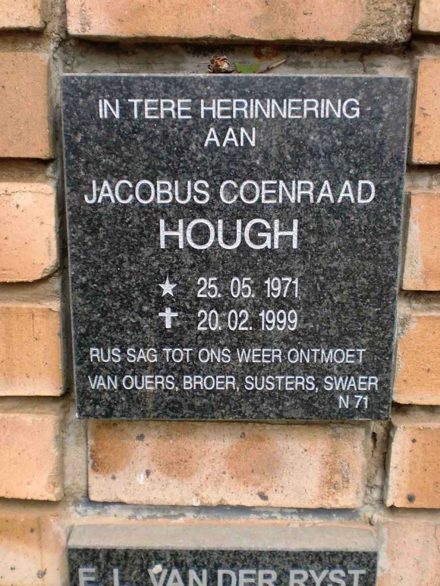 HOUGH Jacobus Coenraad 1971-1999