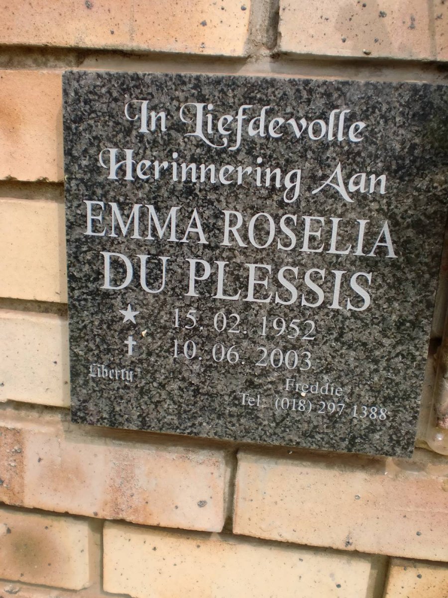 PLESSIS Emma Roselia, du 1952-2003