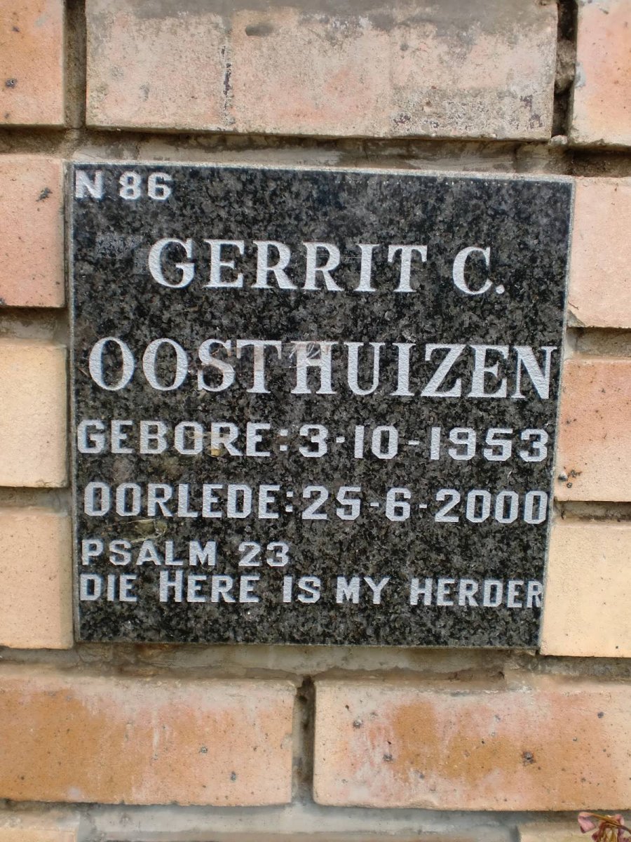 OOSTHUIZEN Gerrit C. 1953-2000