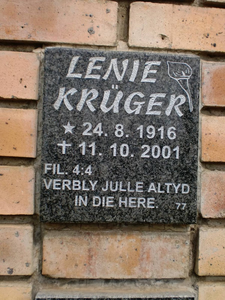 KRUGER Lenie 1916-2001