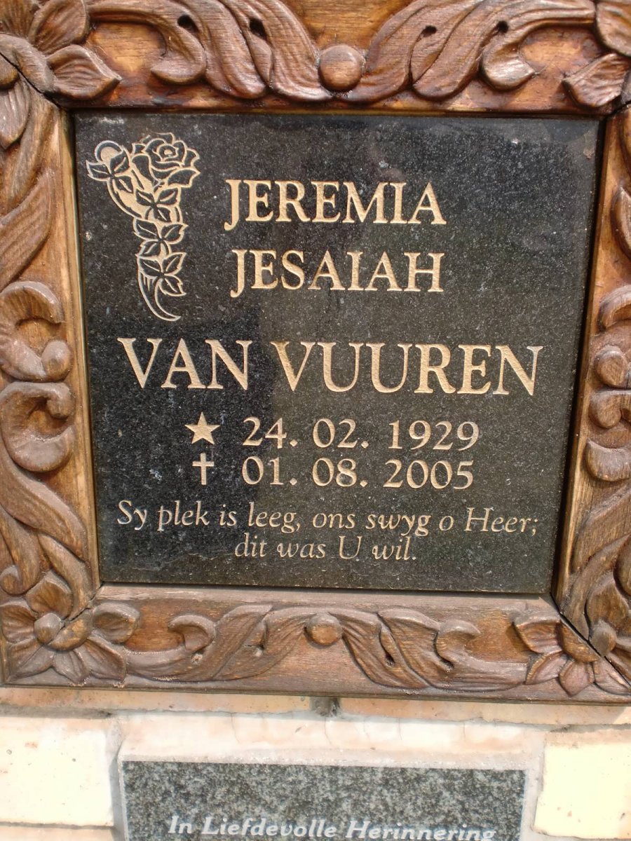 VUUREN Jeremia Jesaiah, van 1929-2005