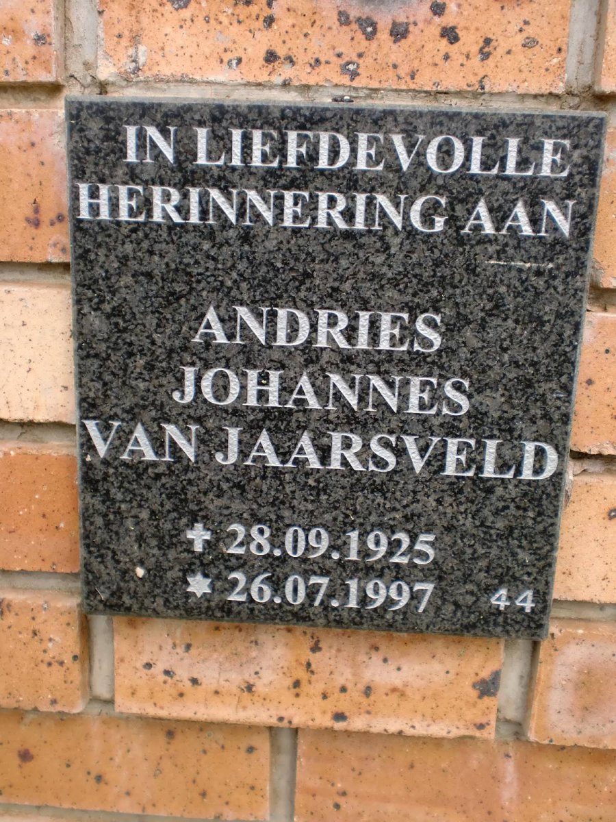 JAARSVELD Andries Johannes, van 1925-1997