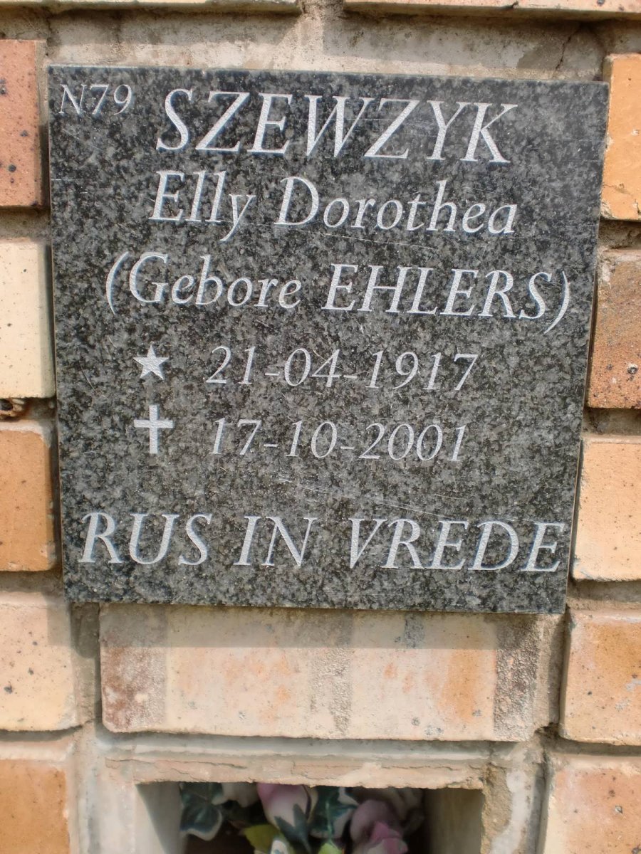 SZEWZYK Elly Dorothea nee EHLERS 1917-2001