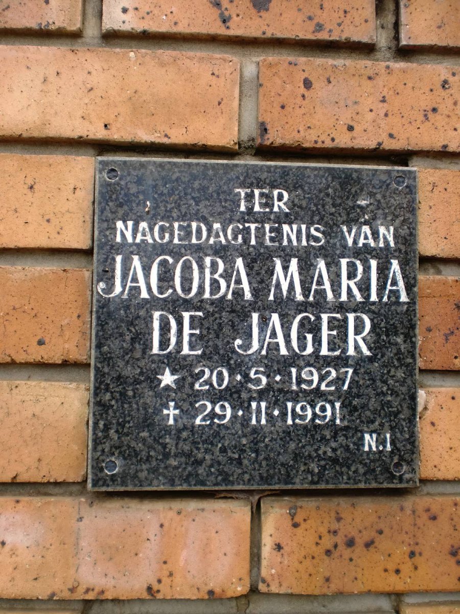 JAGER Jacoba Maria, de 1927-1991
