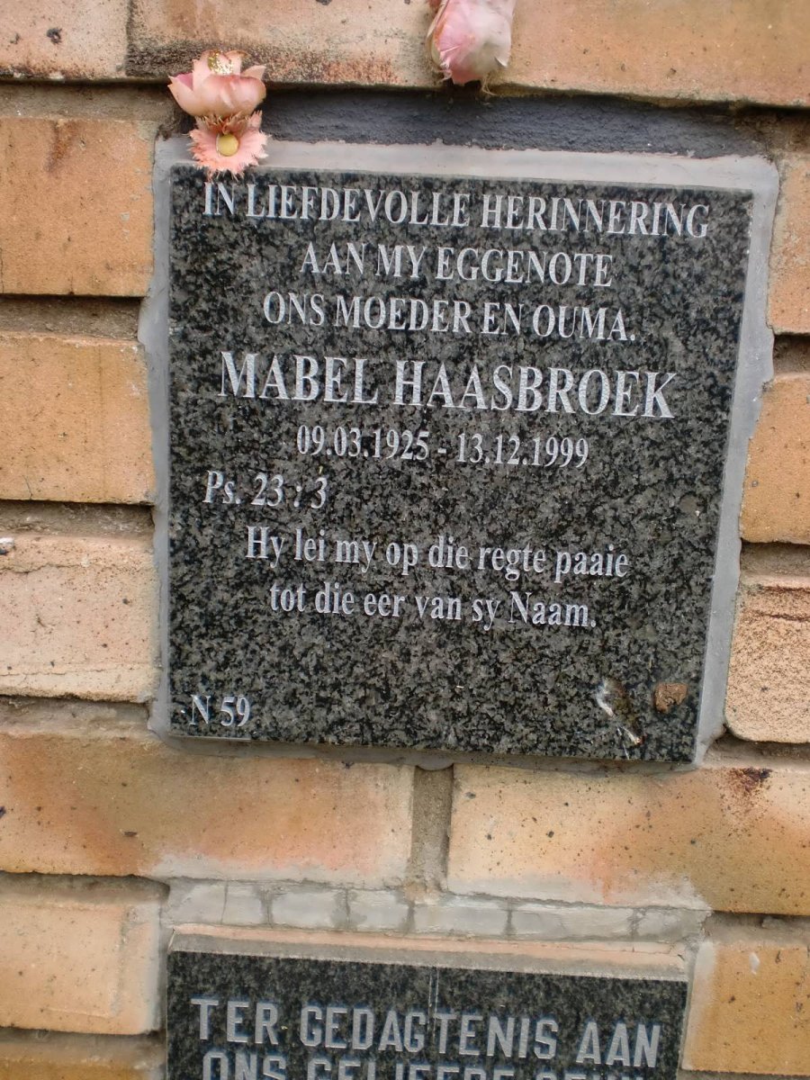 HAASBROEK Mabel 1925-1999