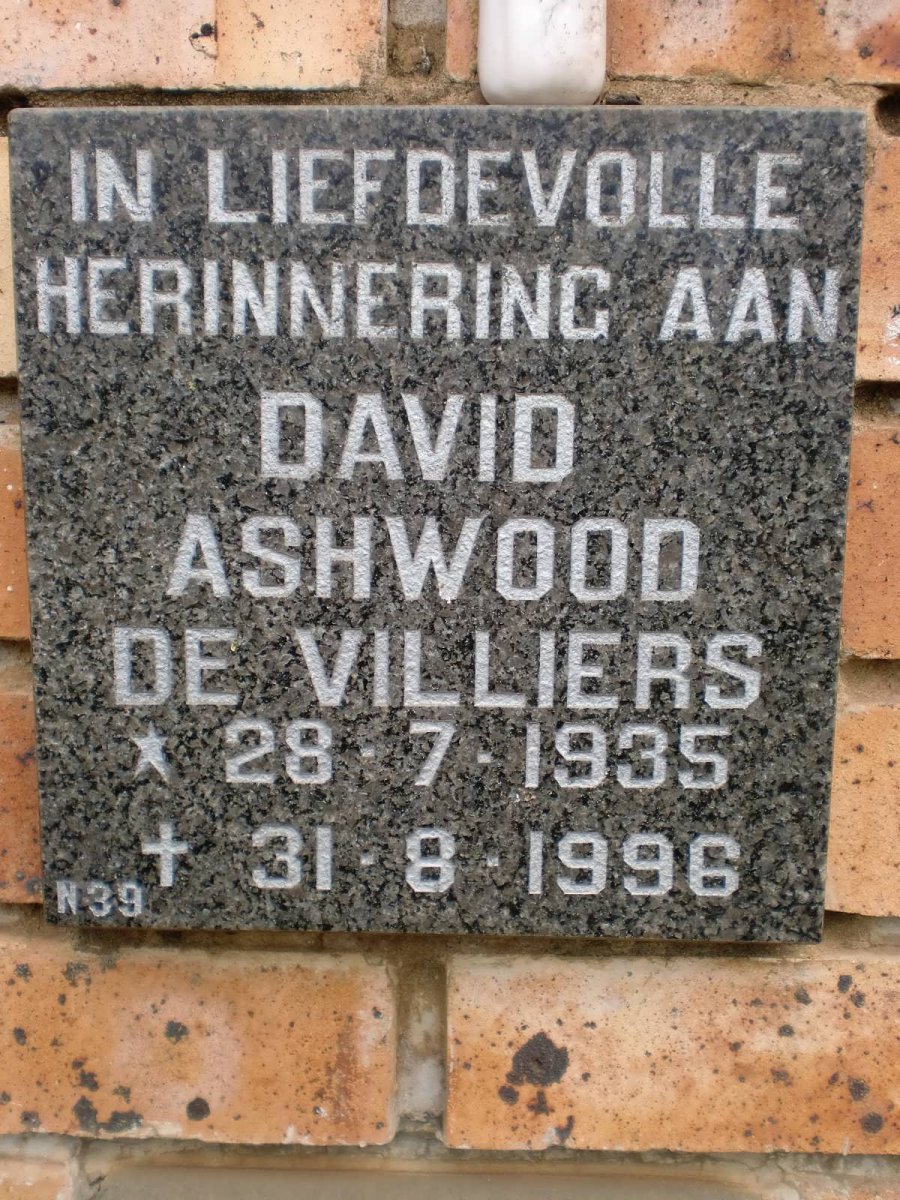 VILLIERS David Ashwood, de 1935-1996