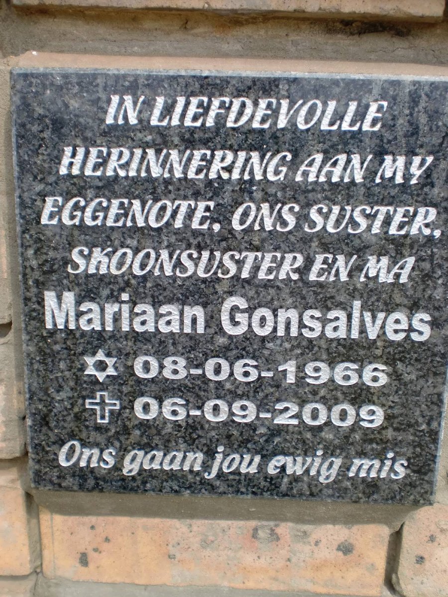 GONSALVES Mariaan 1966-2009