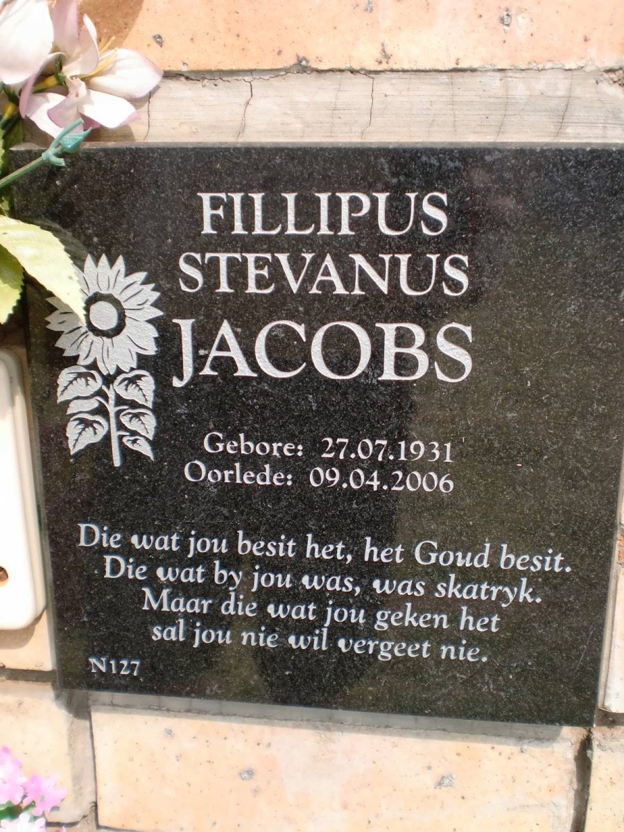 JACOBS Fillipus Stevanus 1931-2006