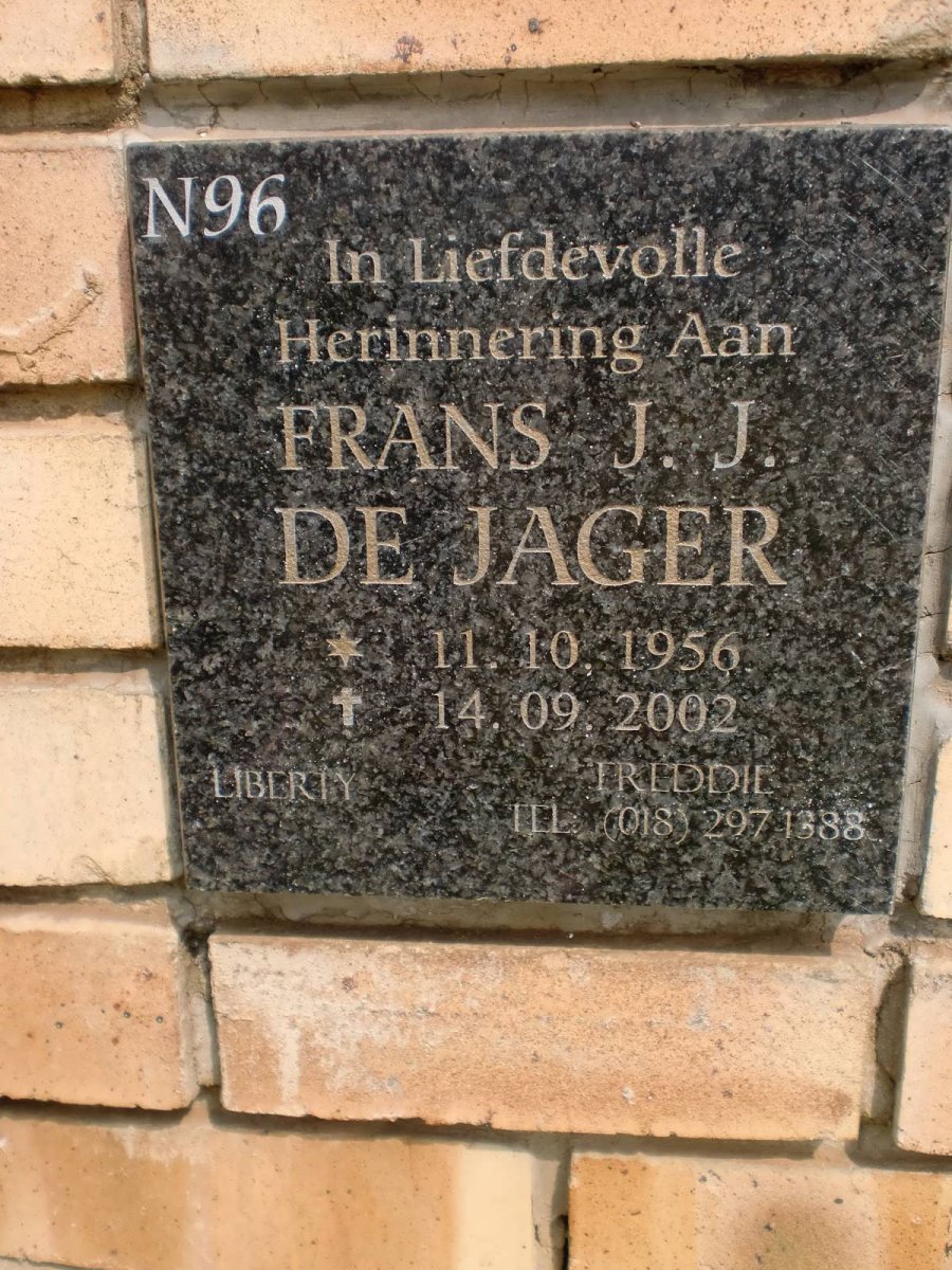 JAGER Frans J.J., de 1956-2002