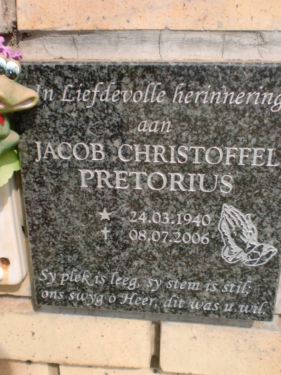 PRETORIUS Jacob Christoffel 1940-2006