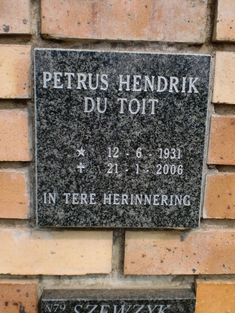 TOIT Petrus Hendrik, du 1931-2006