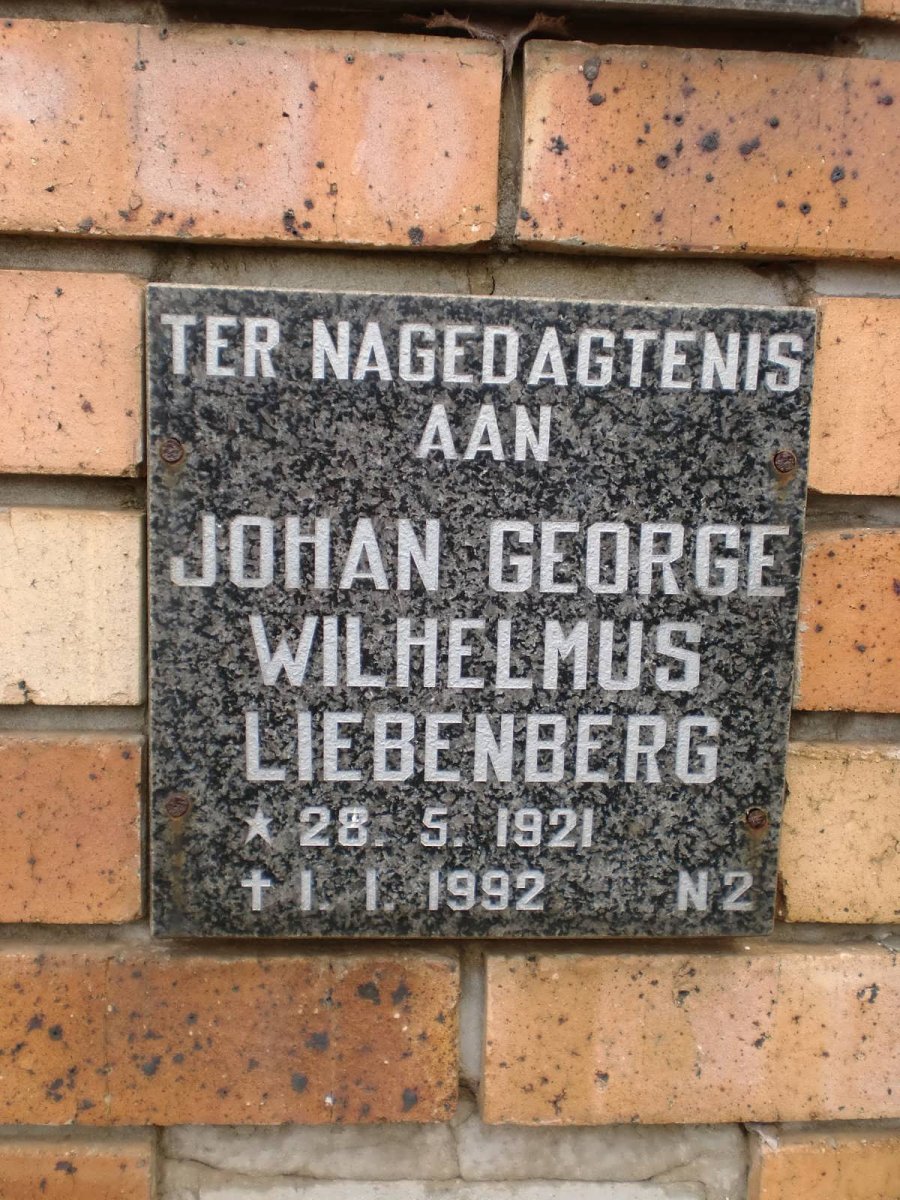 LIEBENBERG Johan George Wilhelmus 1921-1992