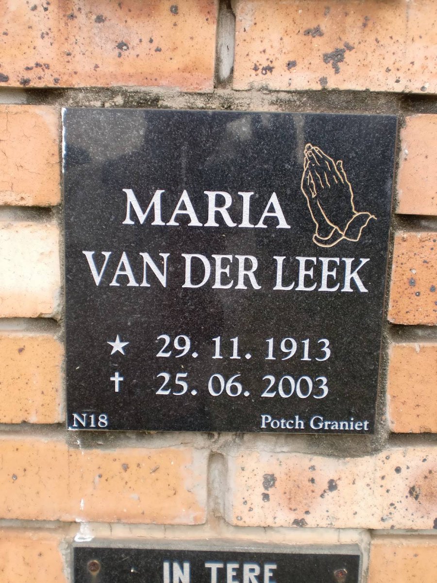 LEEK Maria, van der 1913-2003