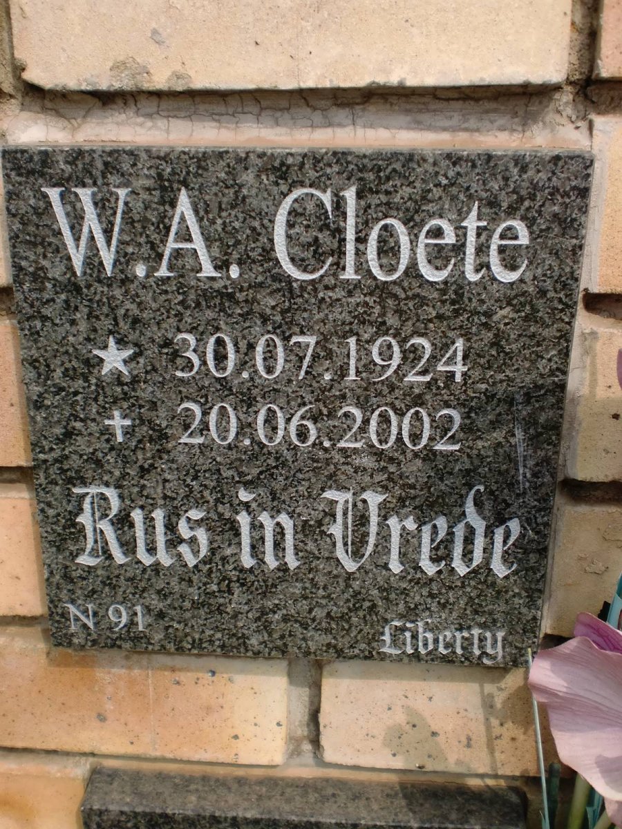 CLOETE W.A. 1924-2002