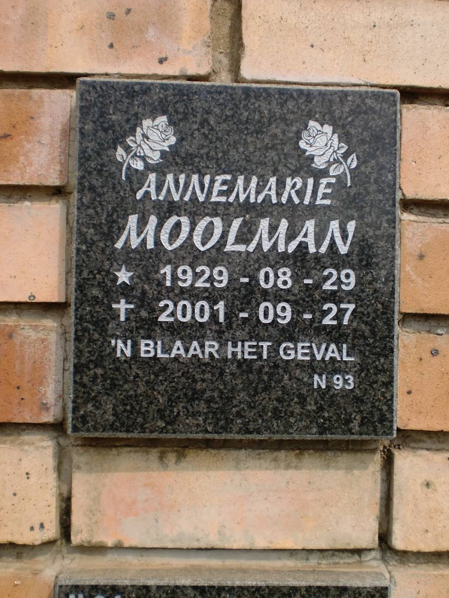 MOOLMAN Annemarie 1929-2001