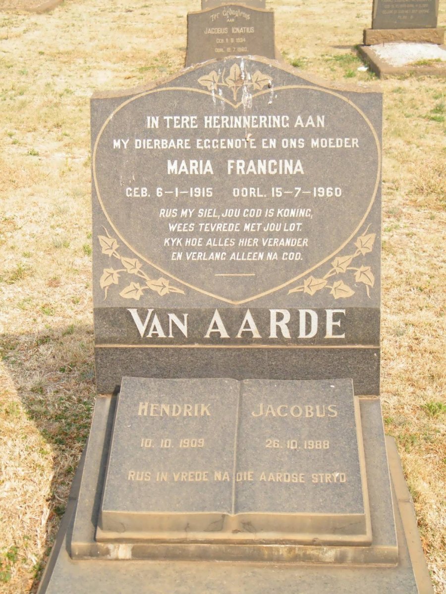 AARDE Hendrik Jacobus, van 1909-1988 &amp; Maria Francina 1915-1960