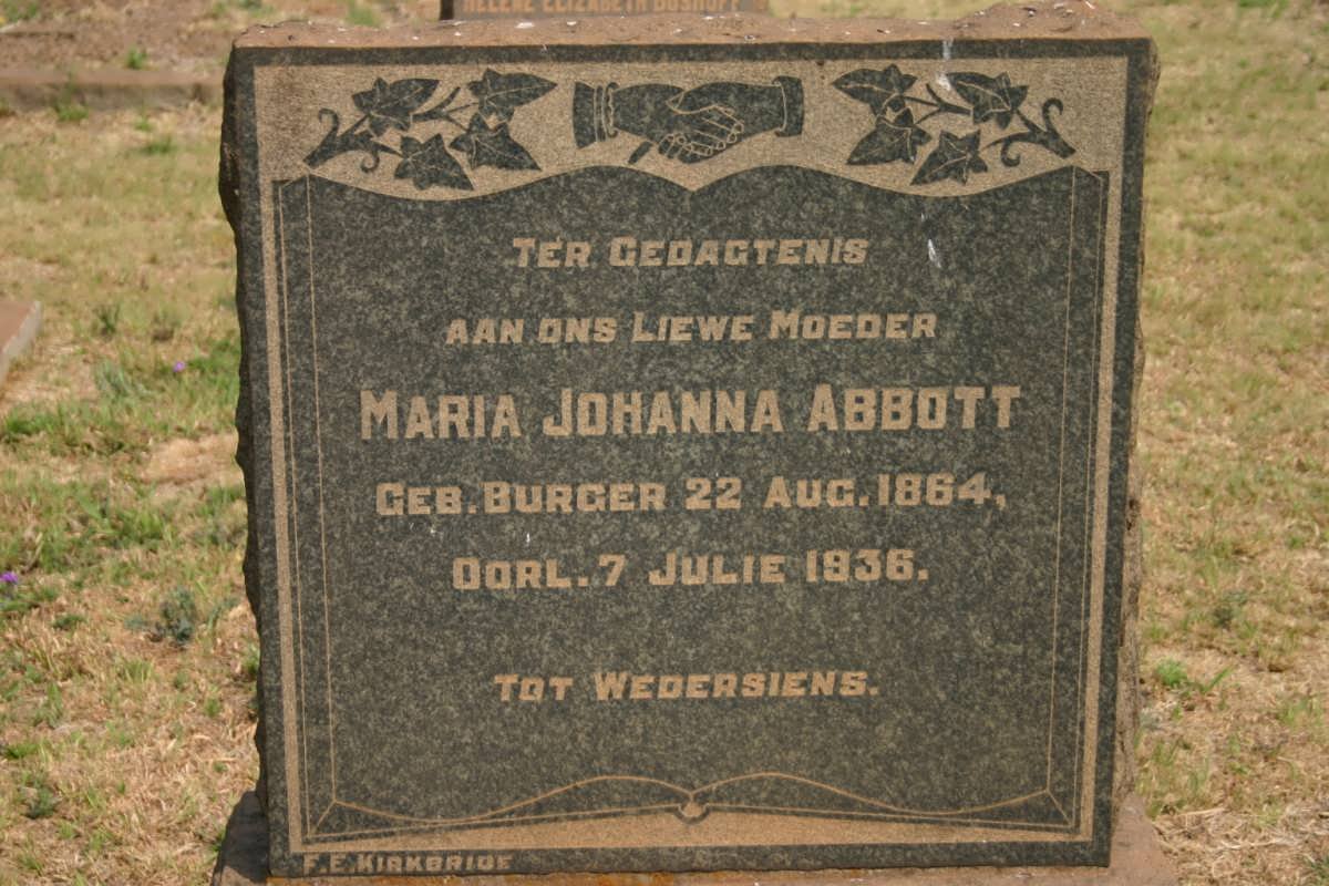 ABBOTT Maria Johanna nee BURGER 1864-1936