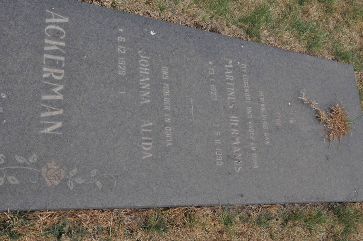 ACKERMAN Martinus Hermanus 192?-1990 &amp; Johanna Alida 1928-
