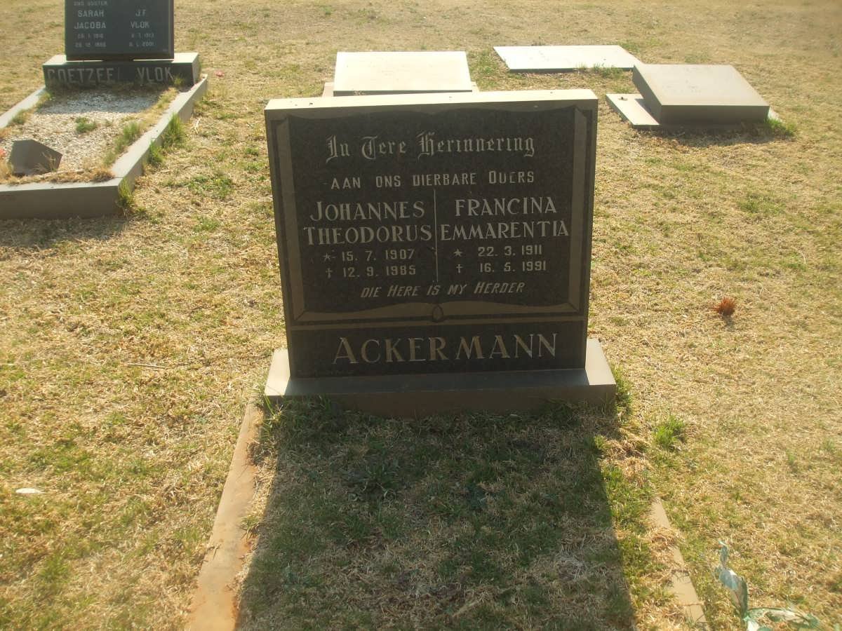 ACKERMANN Johannes Theodorus 1907-1985 &amp; Francina Emmarentia 1911-1991