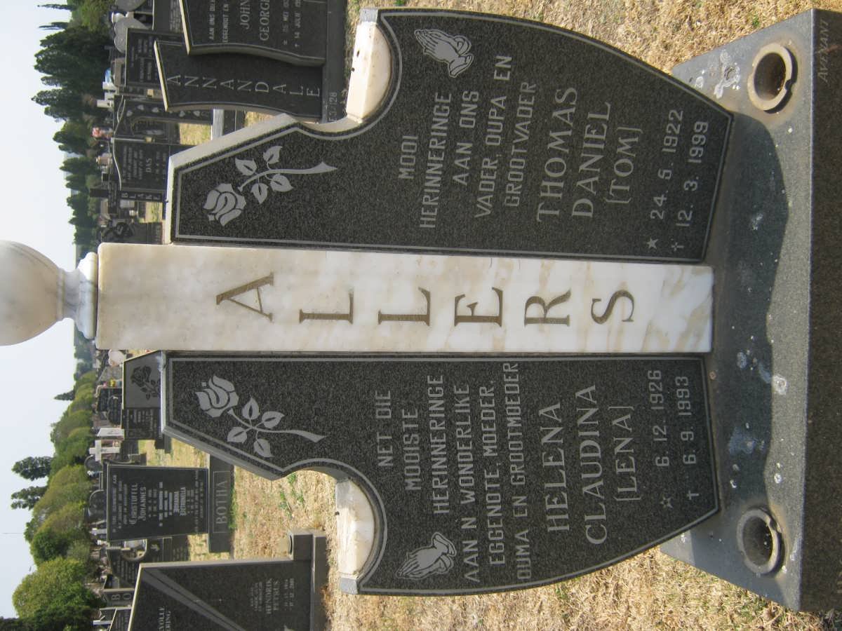 ALLERS Thomas Daniel 1922-1999 &amp; Helena Claudina 1926-1993
