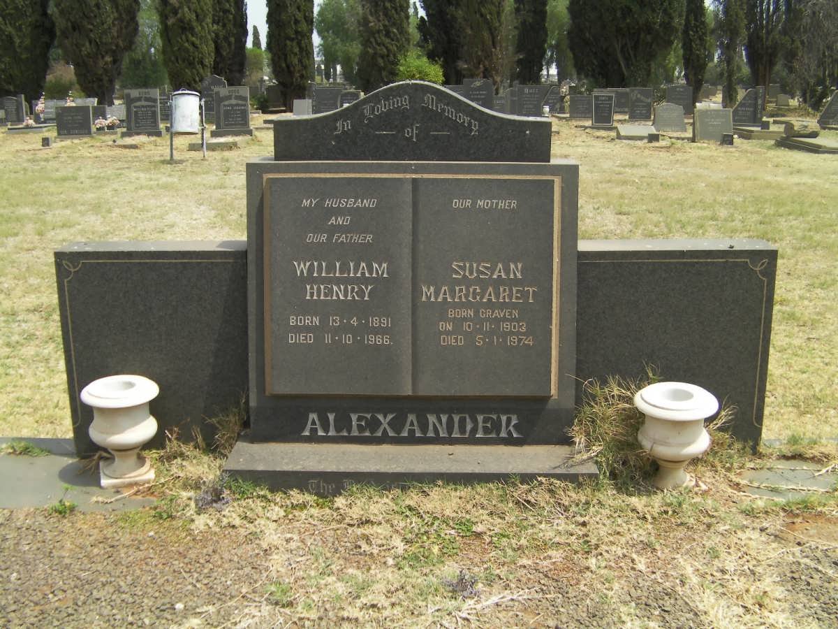 ALEXANDER William Henry 1891-1966 &amp; Susan Margaret CRAVEN 1903-1974